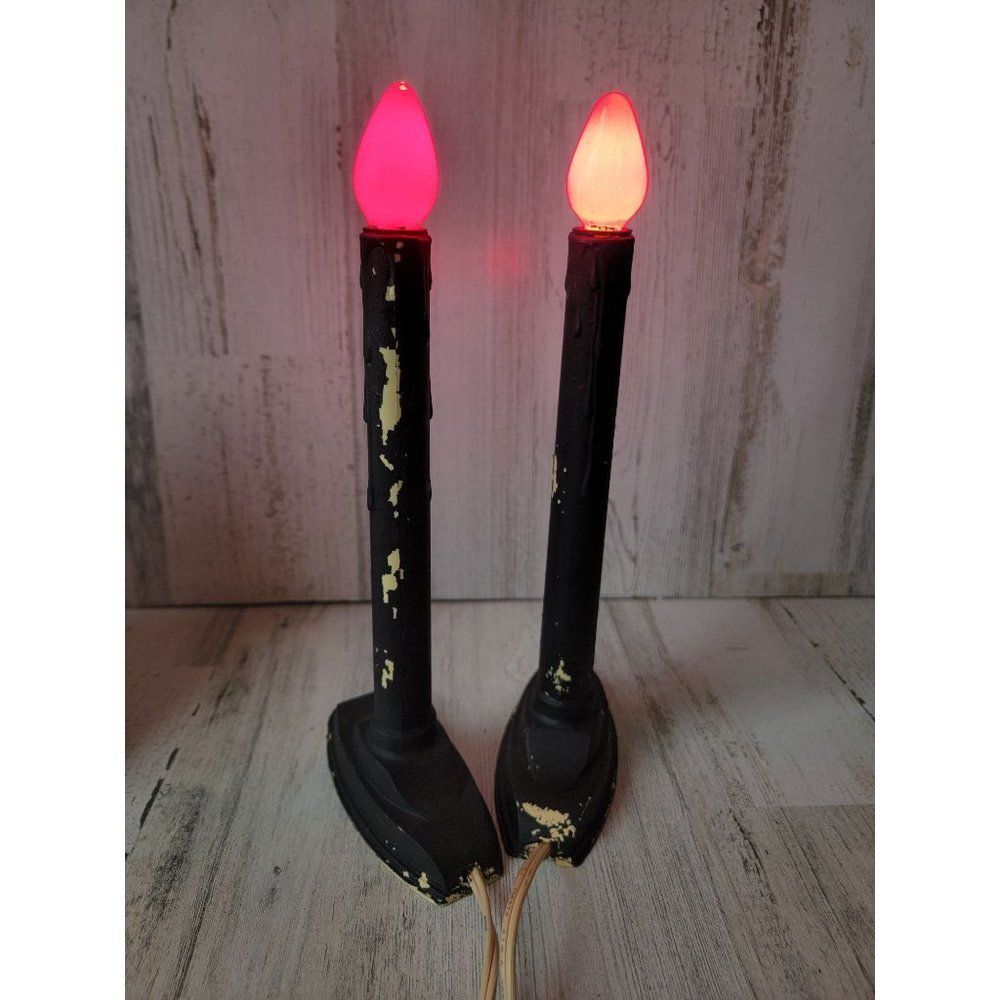 Black light up red bulb candle spooky Halloween Prop decor set